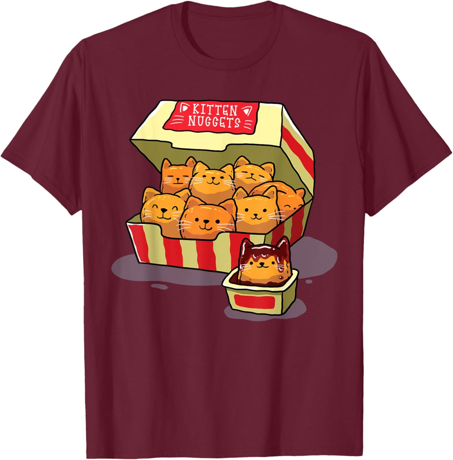 InGENIUS Funny Cat Owner Shirts & Gifts Kitten Nuggets Food Pun Cat Lover Gift Chicken Nuggets -Adults Black Small T-Shirt - T-Shirt | Maroon