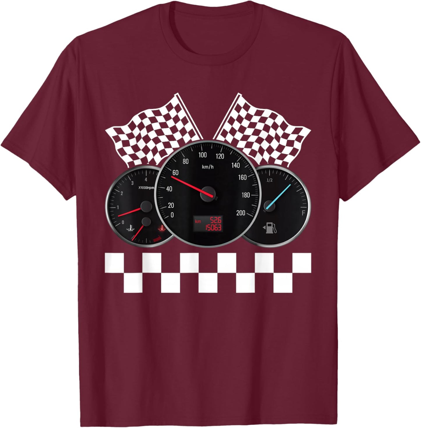 Checkered Flag Racing T-Shirt - T-Shirt | Maroon