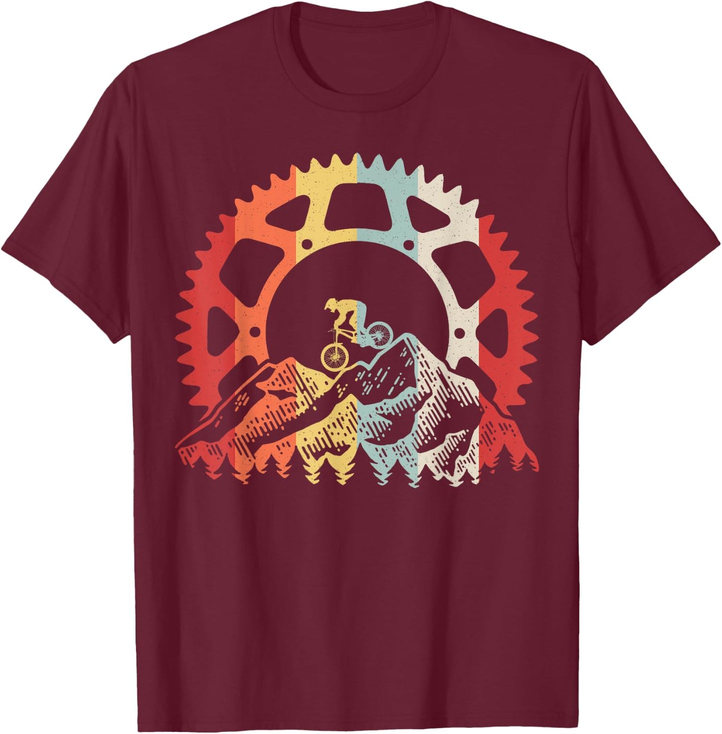 Mountain Biking Gear Retro Vintage MTB Bicycle Bike Rider T-Shirt - T-Shirt | Maroon