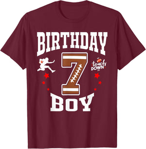 7th Birthday Football Boy Shirt - 7 years old Kid Football T-Shirt - T-Shirt | Maroon