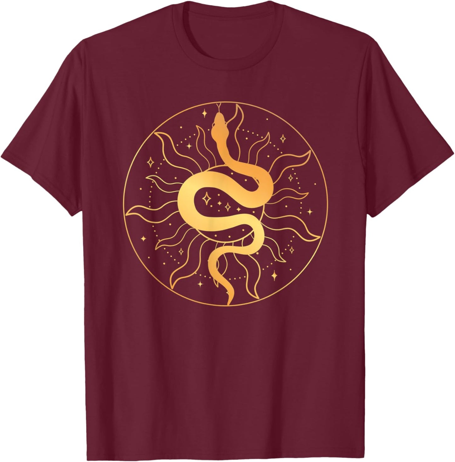 Sacred Geometry Art The Sun And Snake Occult Symbol T-Shirt - T-Shirt | Maroon