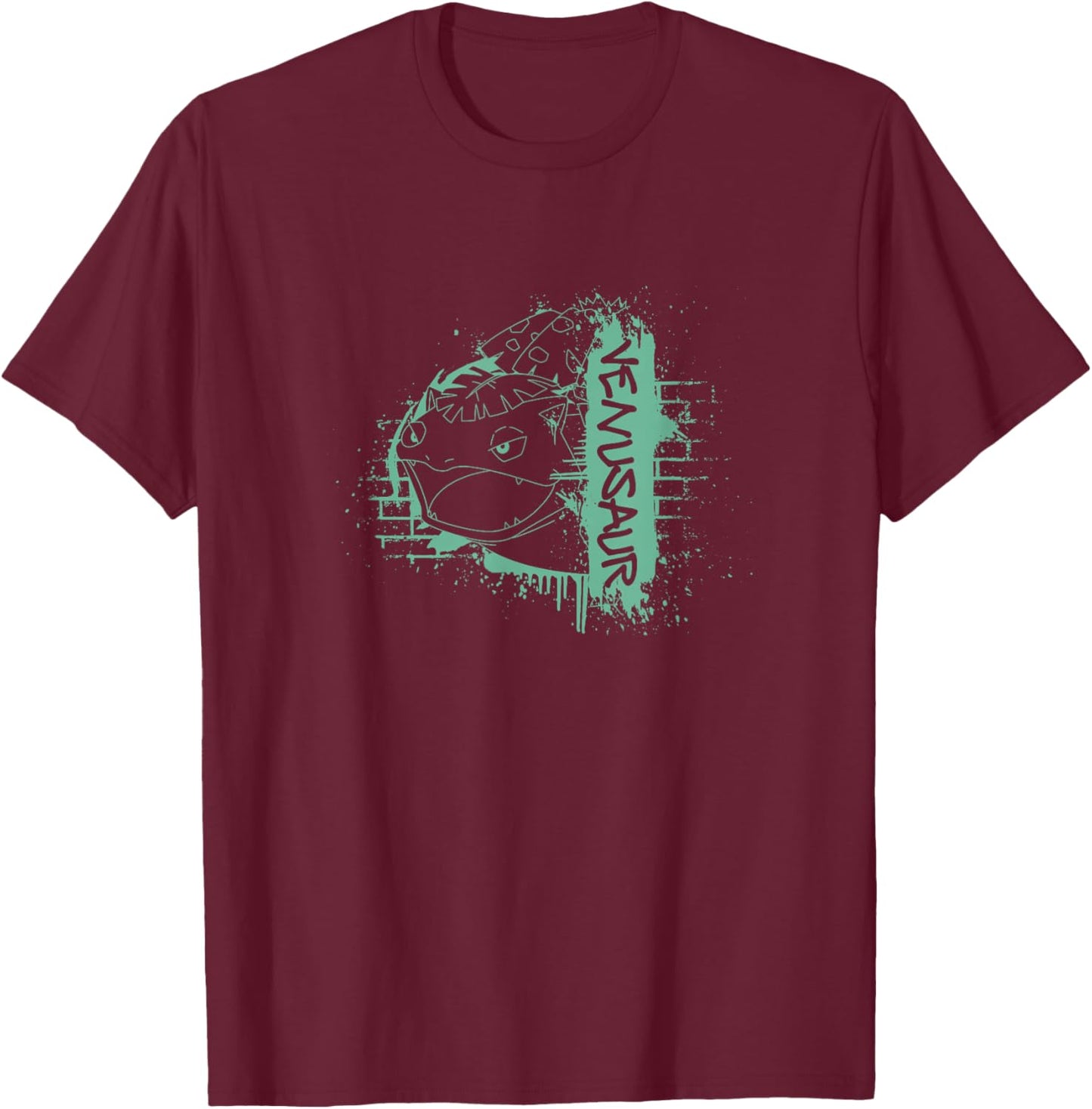 Pokémon Venusaur Final Form Graffiti Brick Line Art T-Shirt - T-Shirt | Maroon