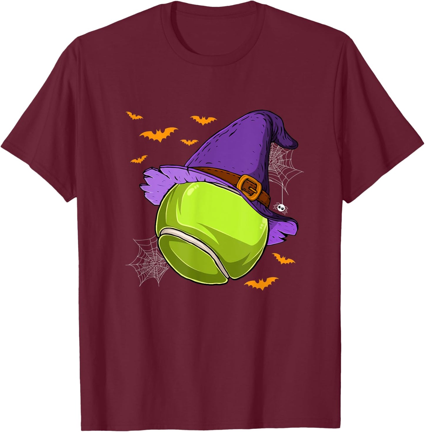 Tennis Ball Witch Hat Pumpkin Spooky Halloween Costume T-Shirt - T-Shirt | Maroon