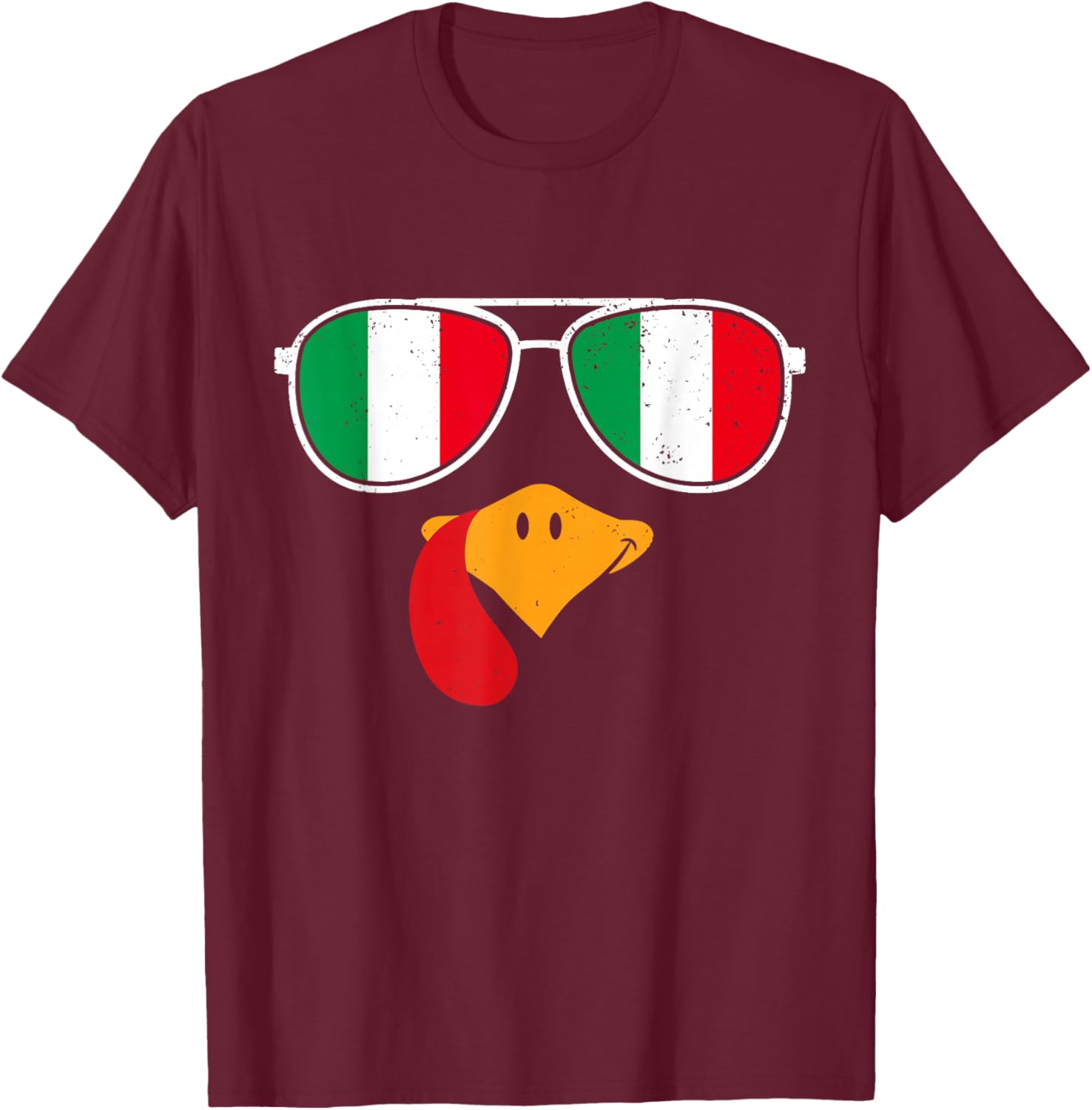 Italian Turkey Funny Thanksgiving Italian Flag Italian Kids T-Shirt - T-Shirt | Maroon