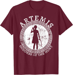 Artemis Greek Goddess Of The Hunt Ancient Greece Mythology T-Shirt - T-Shirt | Maroon
