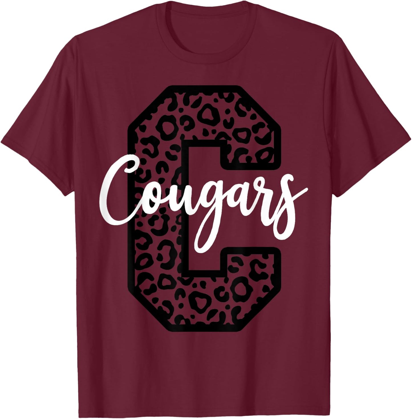 Cougars School Spirit Mascot Leopard Cheer Fan Game Day T-Shirt - T-Shirt | Maroon