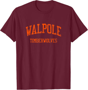 Walpole High School HS Walpole MA Vintage Sports T-Shirt - T-Shirt | Maroon