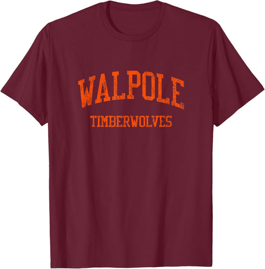 Walpole High School HS Walpole MA Vintage Sports T-Shirt - T-Shirt | Maroon