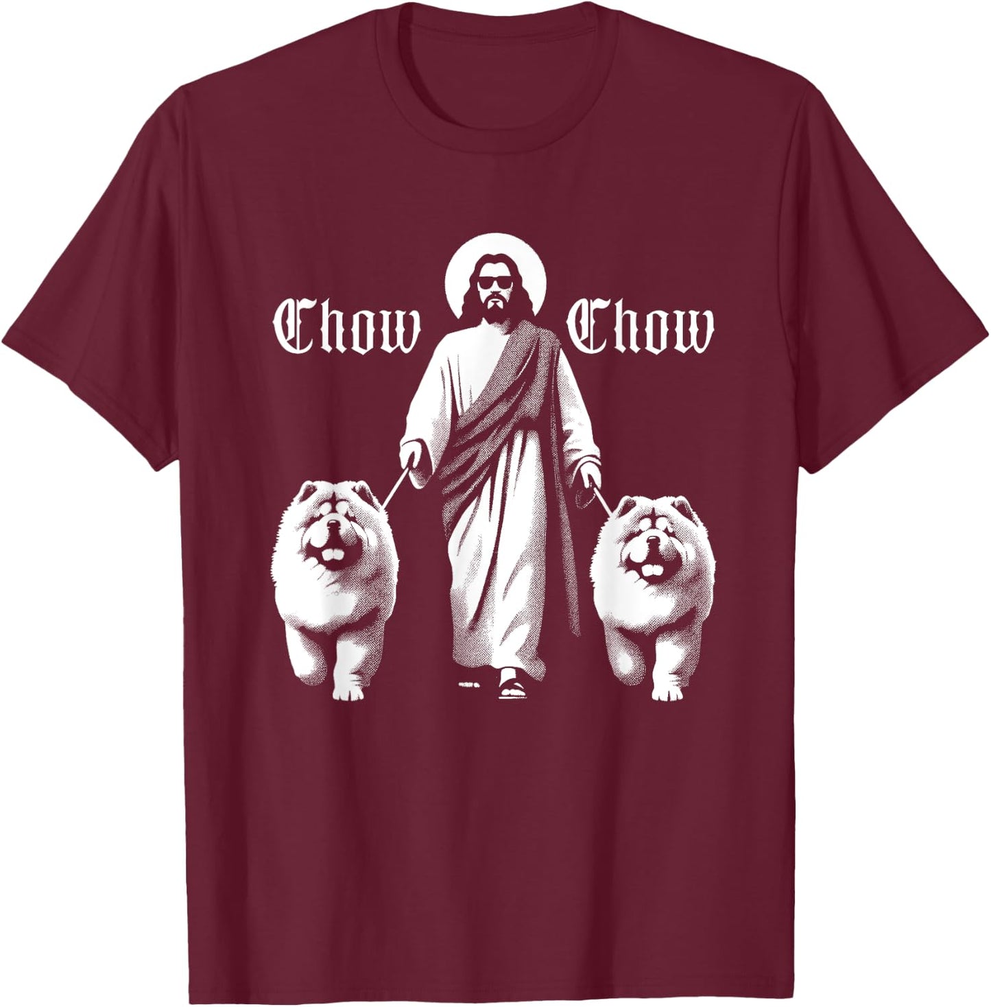 Jesus Chow Chow Dogs - Funny Christian Religious Dog Lover T-Shirt - T-Shirt | Maroon