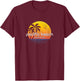 Pacific Beach CA Vintage Palm Tree Sunset T-Shirt - T-Shirt | Maroon