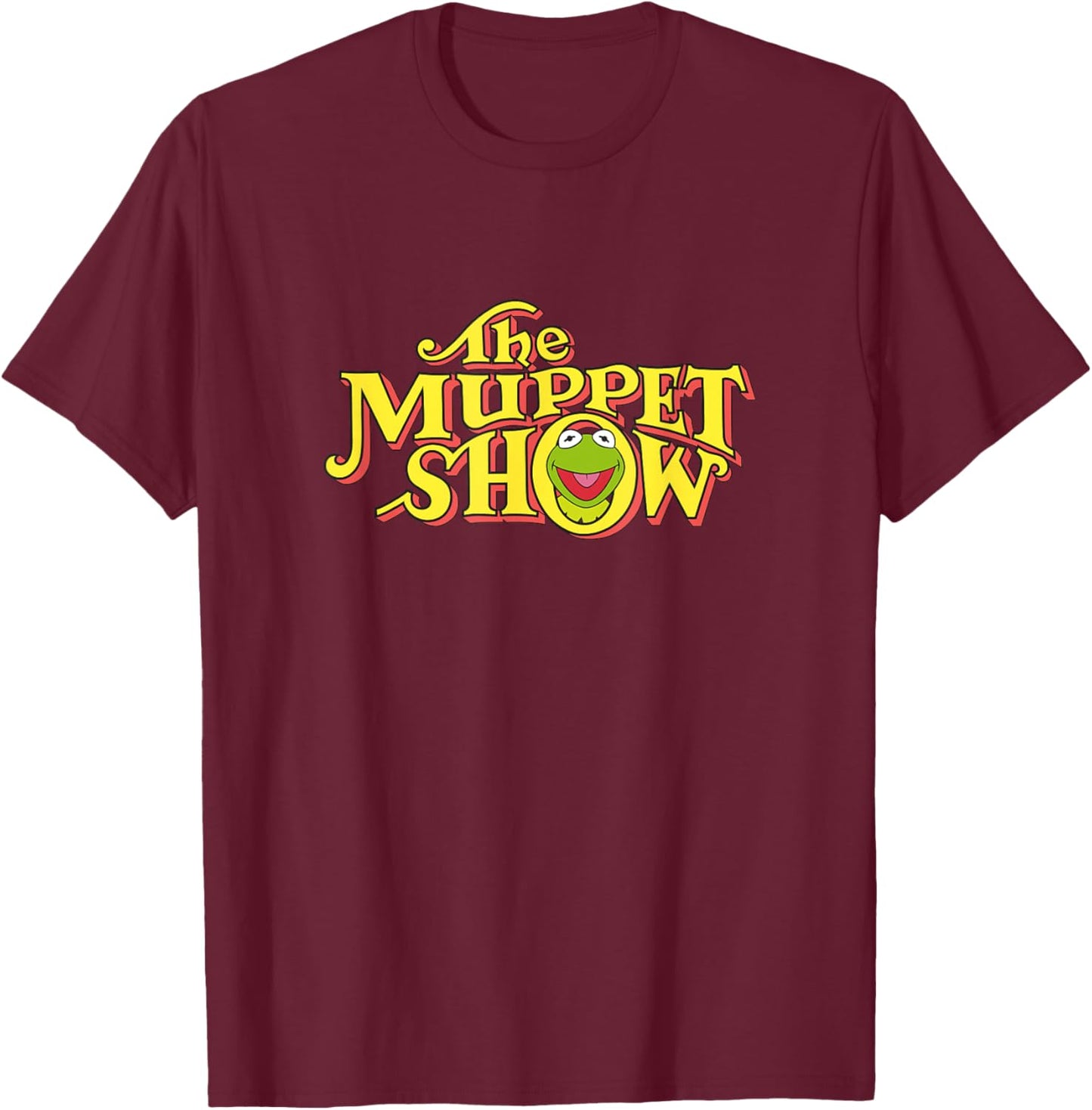 Disney The Muppets Show Kermit Neon Big Chest Text Logo V2 T-Shirt - T-Shirt | Maroon