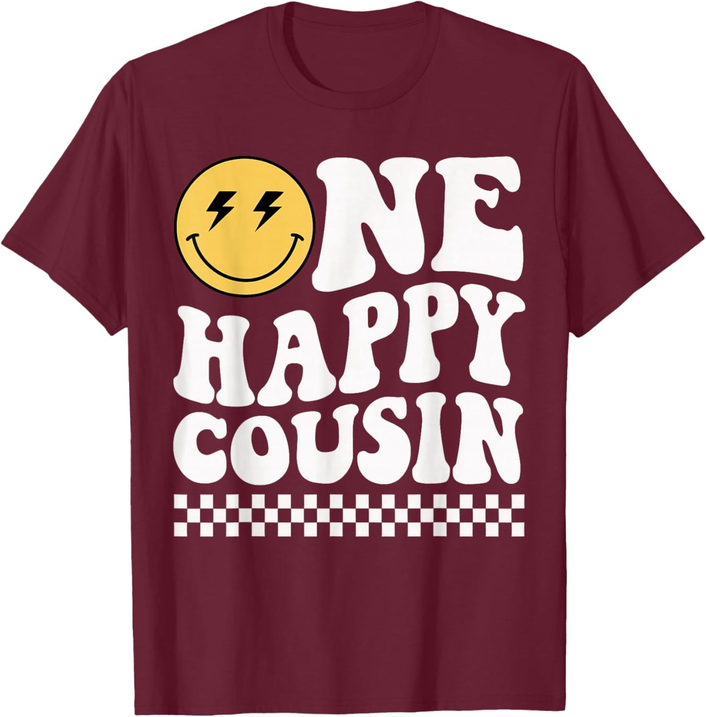 One Happy Dude Cousin 1st Birthday Family Matching T-Shirt - T-Shirt | Maroon
