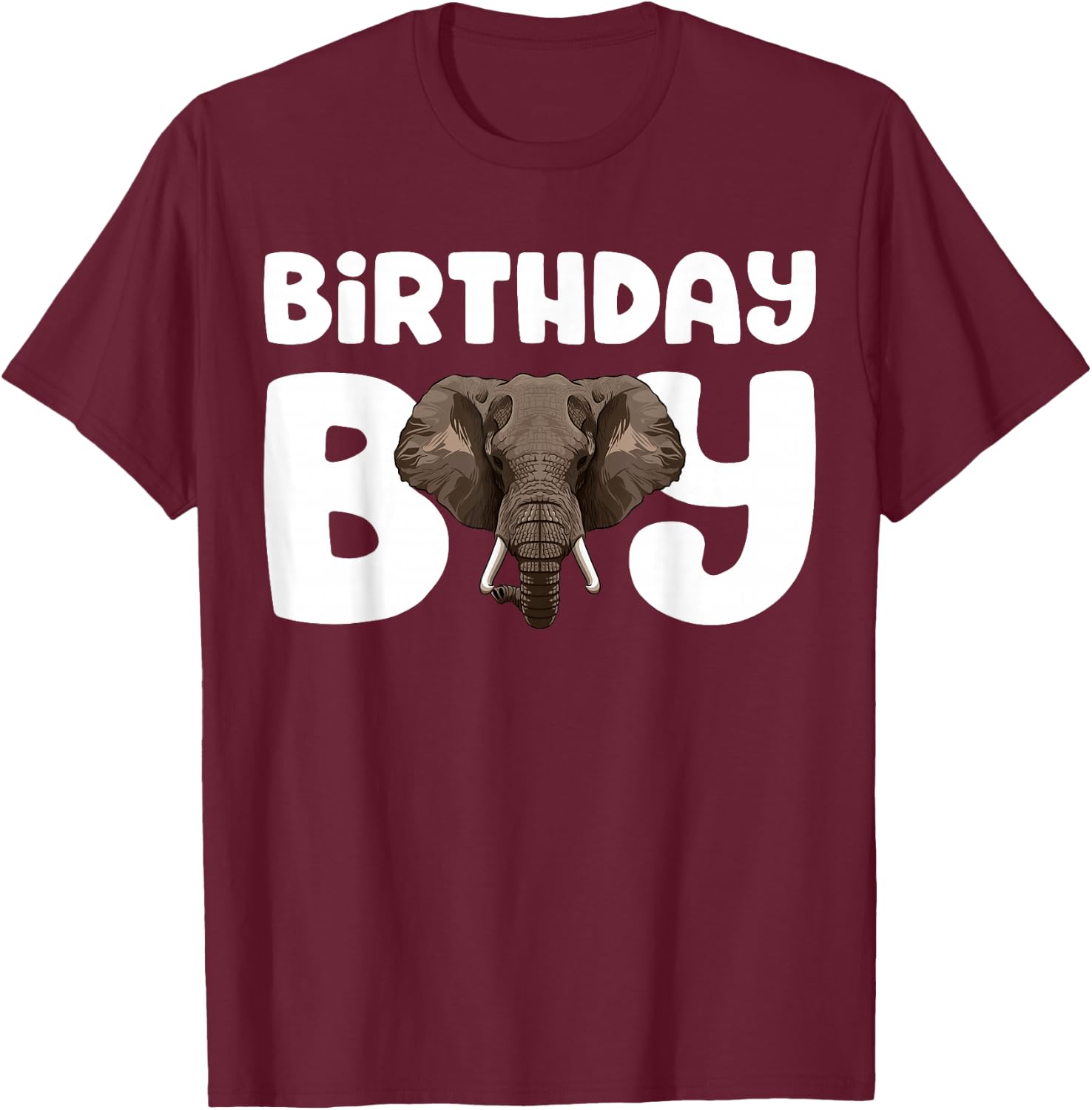 Elephant Birthday Boy Party Animal Kids Elephant Birthday T-Shirt - T-Shirt | Maroon