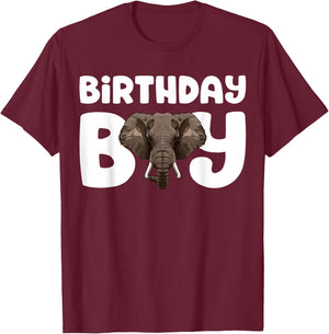 Elephant Birthday Boy Party Animal Kids Elephant Birthday T-Shirt - T-Shirt | Maroon