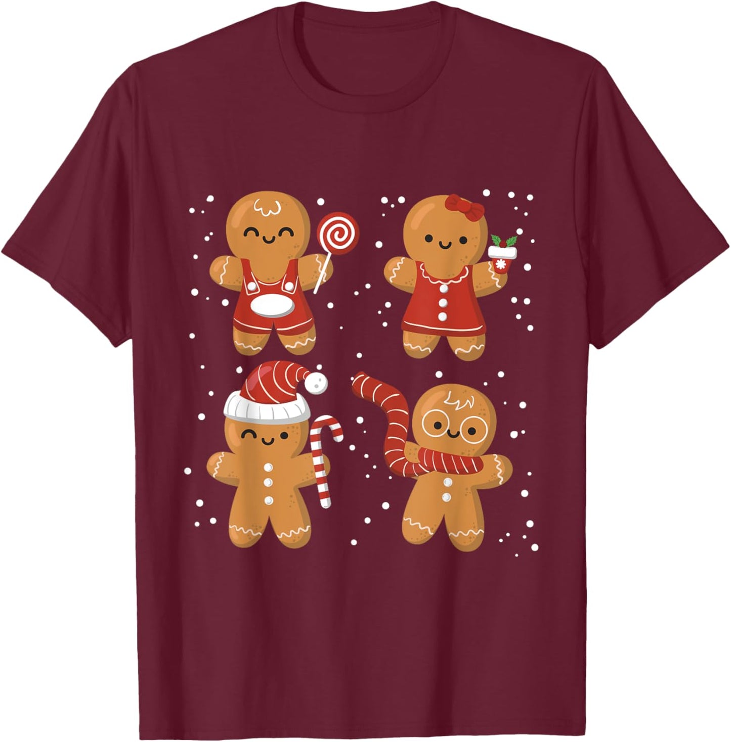 Gingerbread Man Cookie Cookie Funny Food Christmas T-Shirt - T-Shirt | Maroon