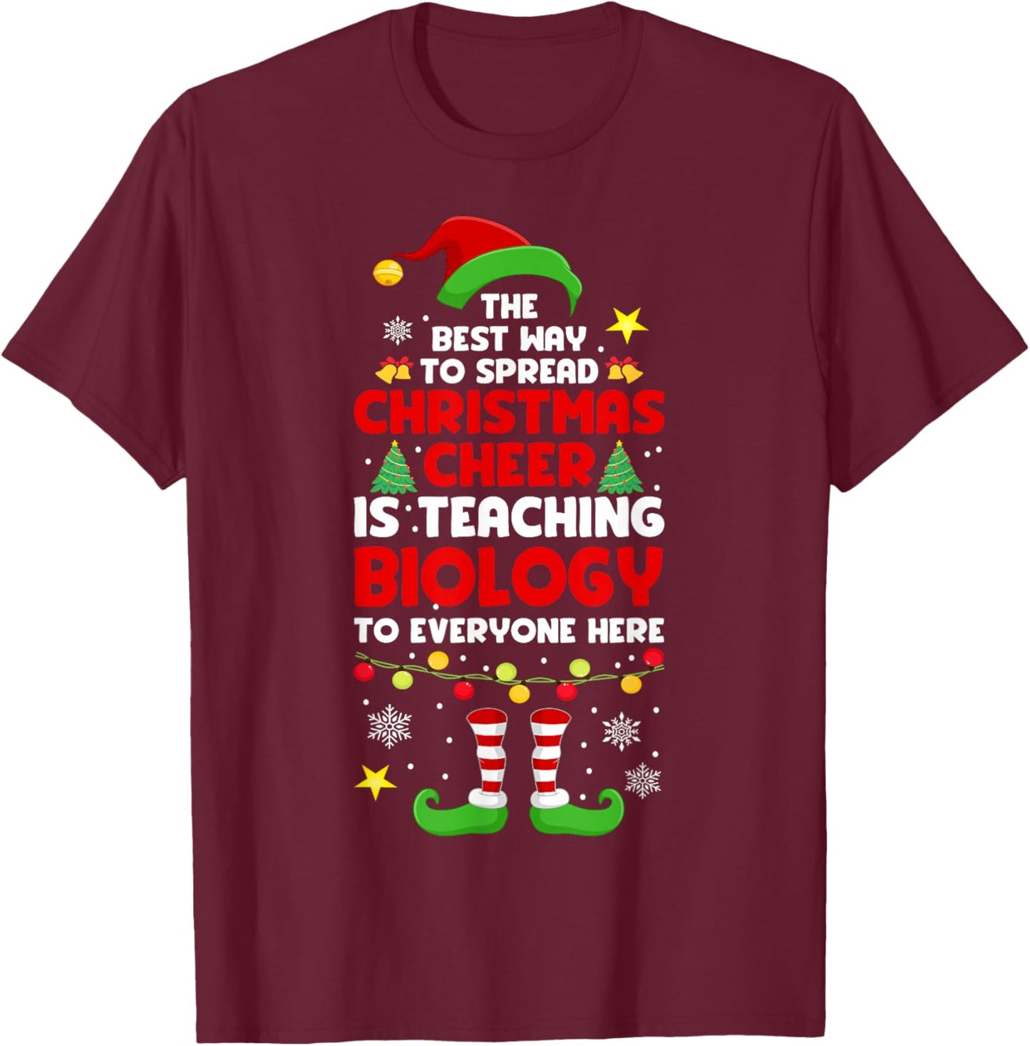 Christmas Biology Teacher Funny Xmas Christmas Cheer T-Shirt - T-Shirt | Maroon