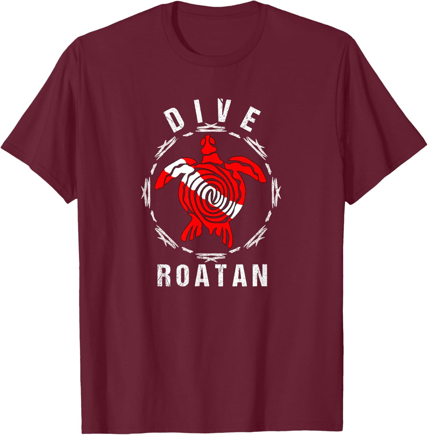 Dive Roatan Vintage Tribal Turtle Gift T-Shirt - T-Shirt | Maroon