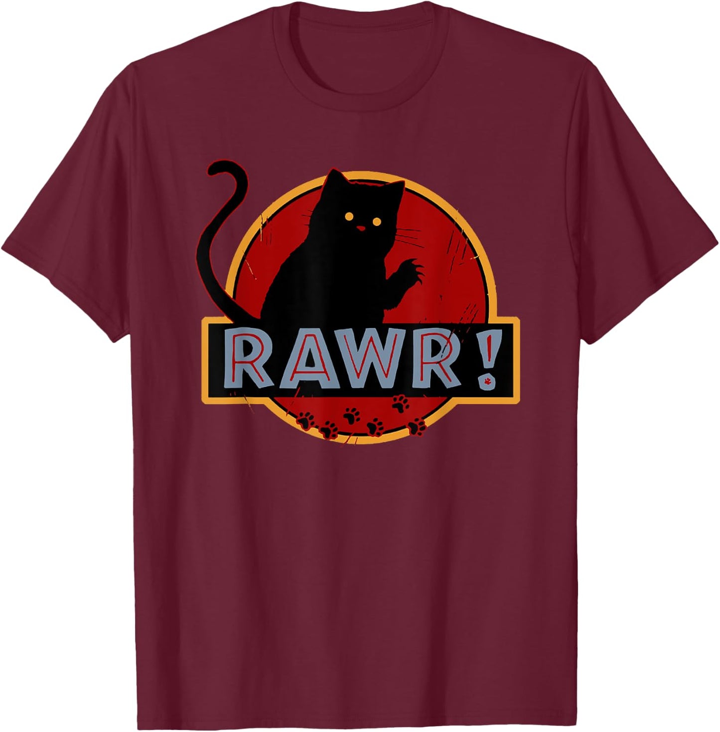 Awesome Cat Rawr Women Girls Kids T-Shirt - T-Shirt | Maroon