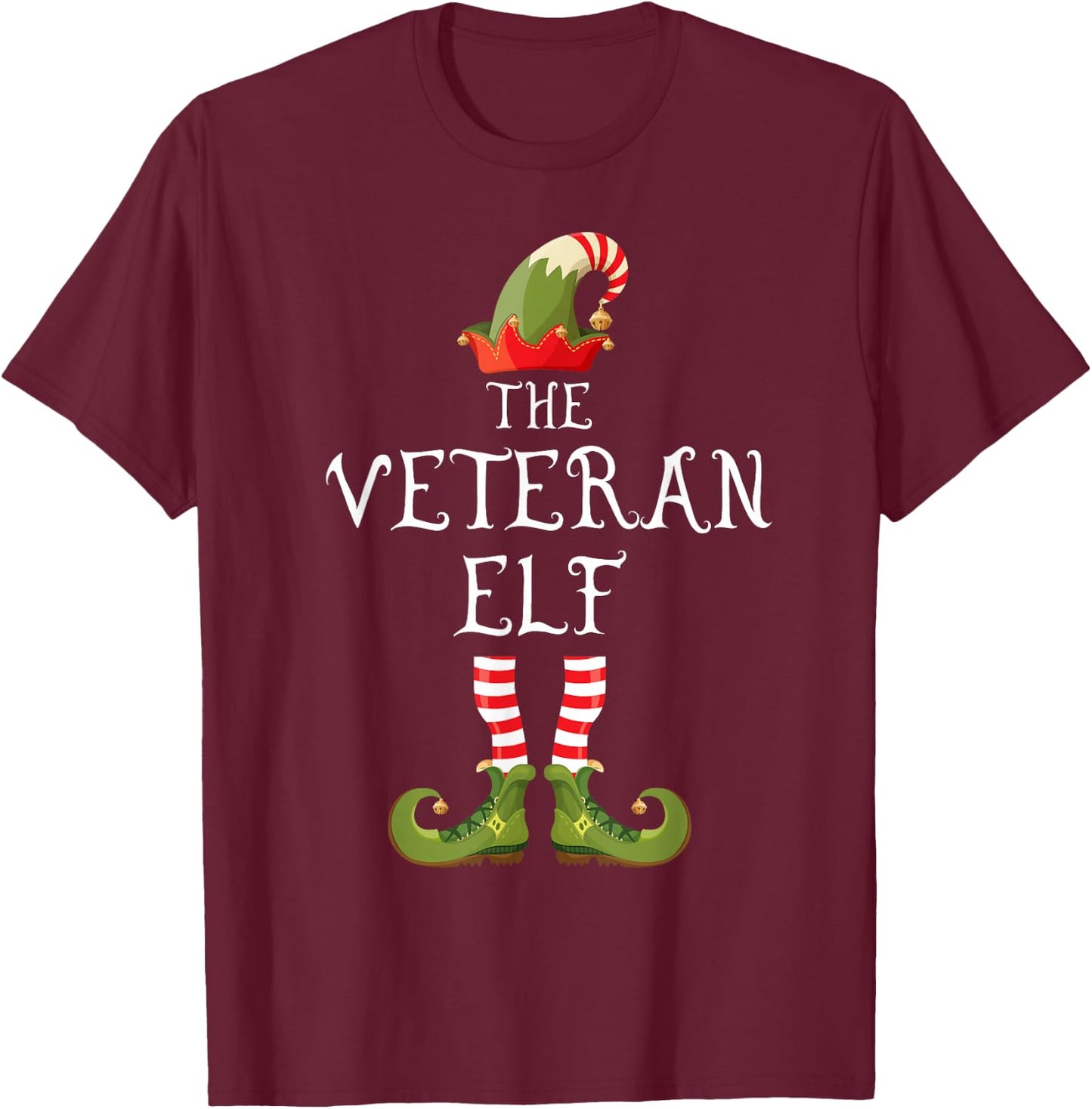 Veteran Elf Family Matching Group Christmas Us Army Veteran T-Shirt - T-Shirt | Maroon