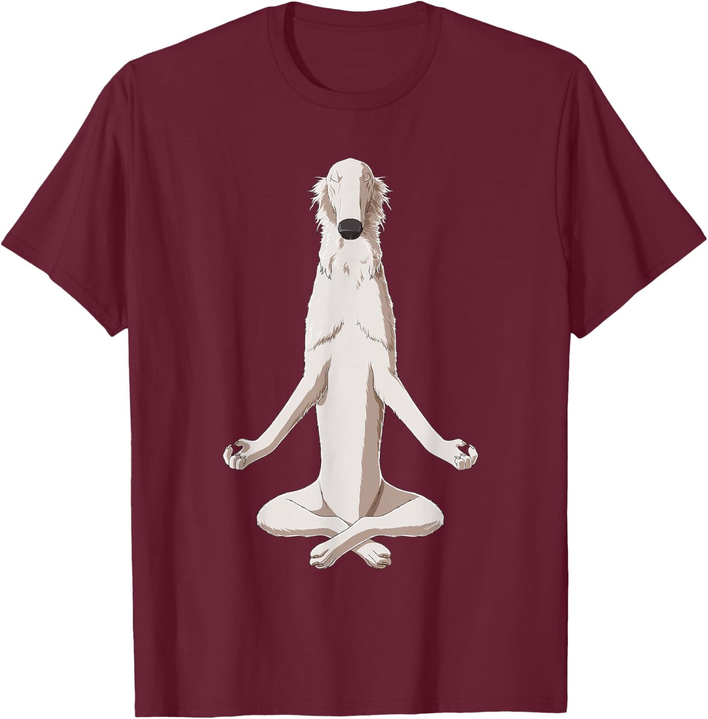 Yoga Dog Borzoi T-Shirt - T-Shirt | Maroon