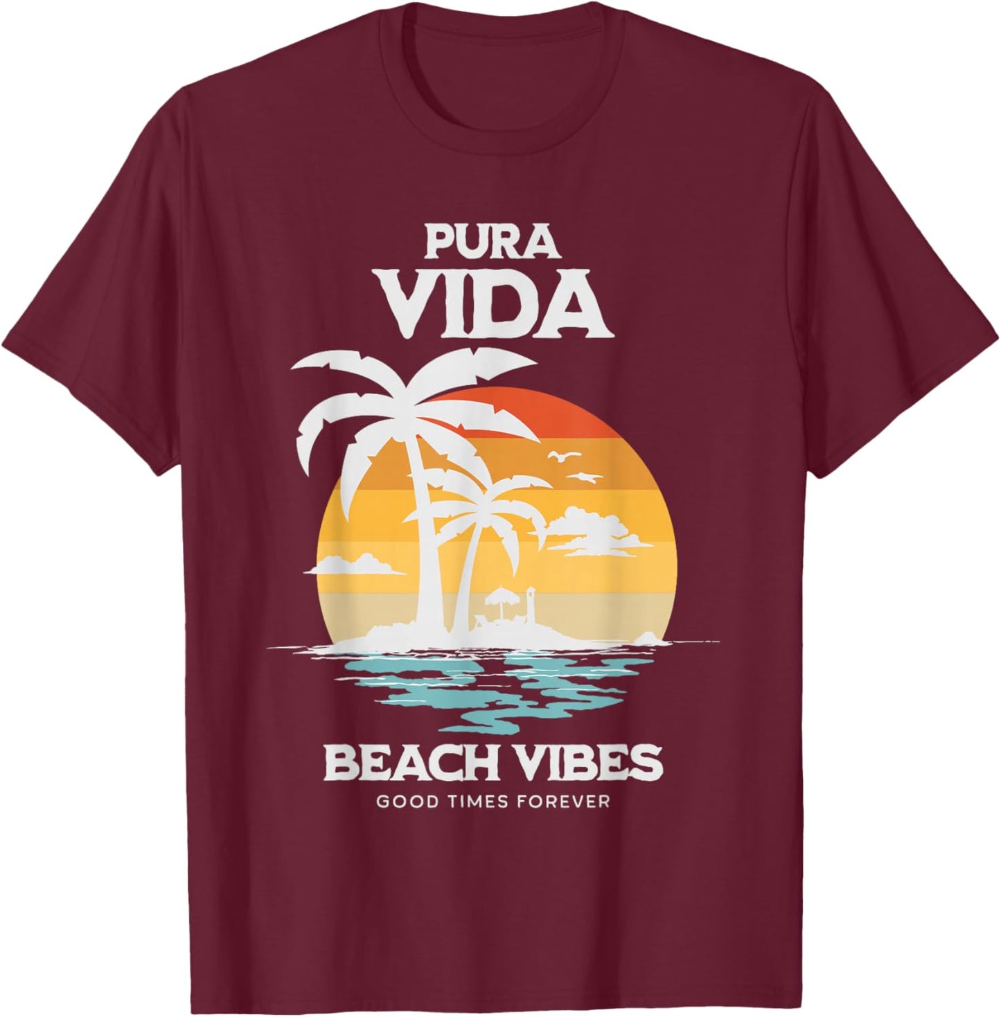 Pura Vida Surfing, Costa Rica, Surfing Pura Vida T-Shirt - T-Shirt | Maroon