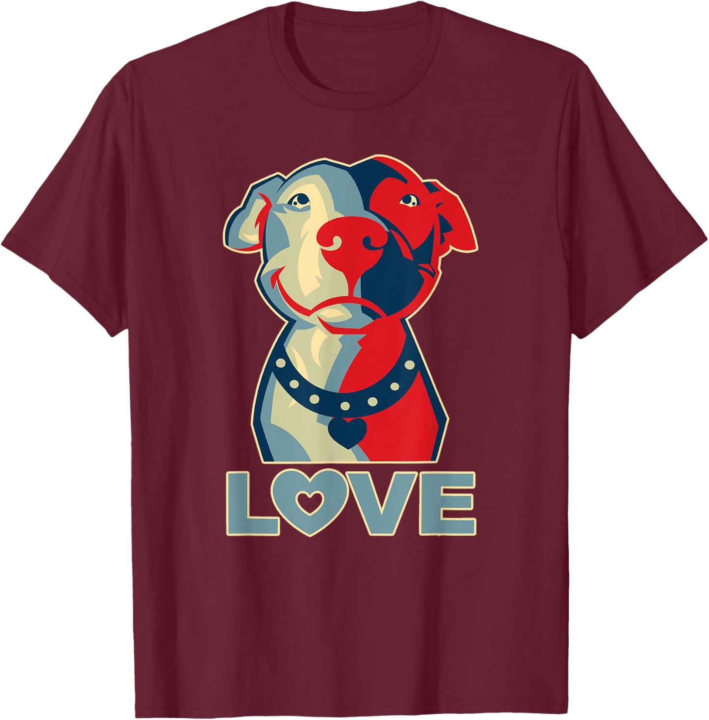 Pitbull Love Graphic T-Shirt - T-Shirt | Maroon