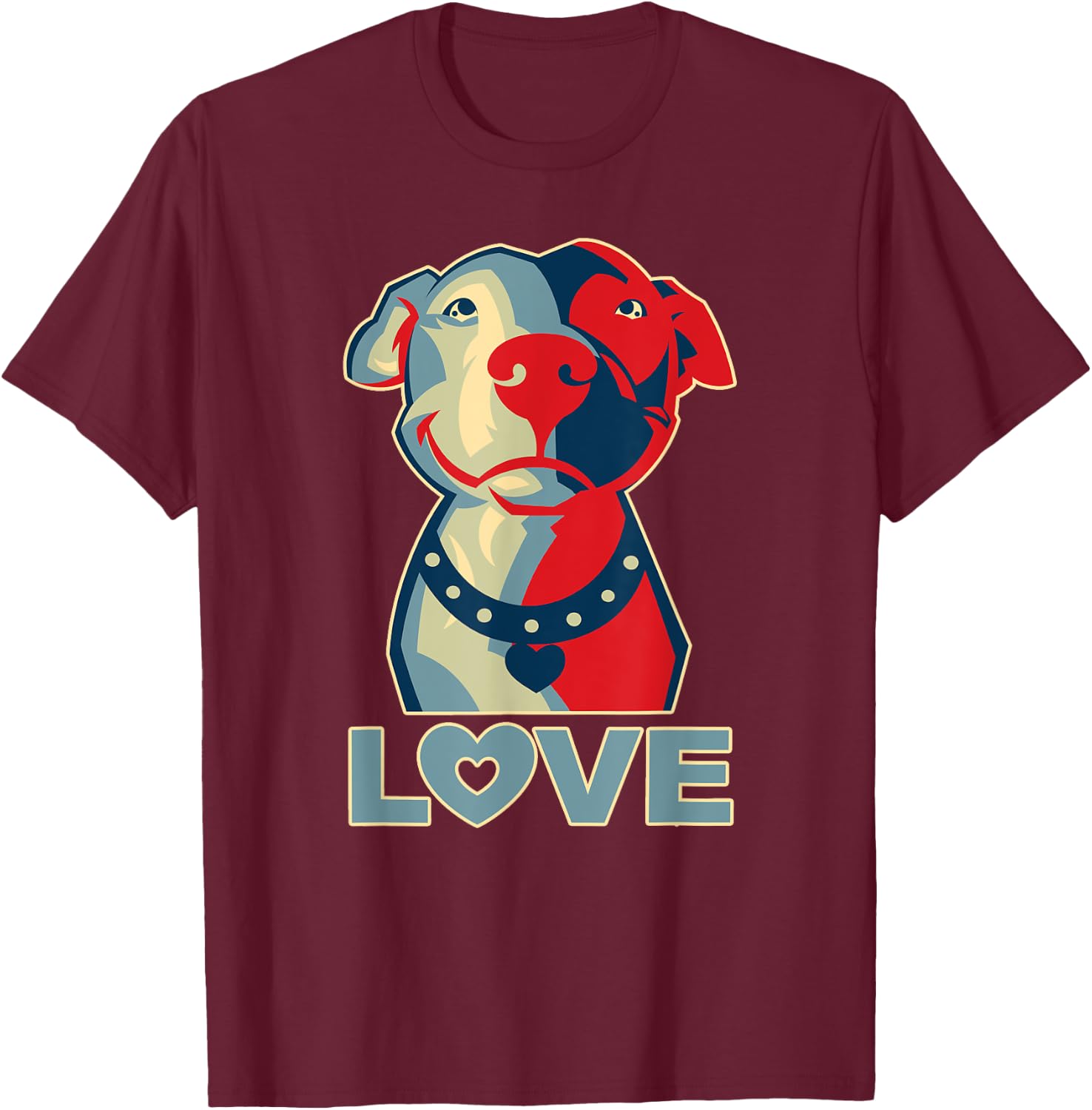 Pitbull Love Graphic T-Shirt - T-Shirt | Maroon