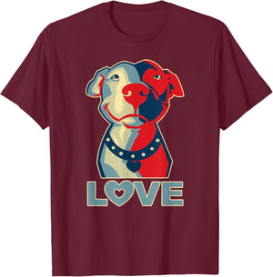 Pitbull Love Graphic T-Shirt - T-Shirt | Maroon