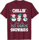 Chillin' With My 1st Grade Snowmies Teacher Christmas Men Women Kids T-Shirt - T-Shirt | Maroon