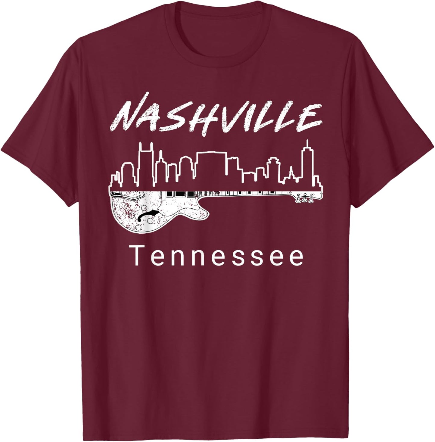 Souvenir Shirts from Nashville Tn Guitar Nashville Gifts T-Shirt - T-Shirt | Maroon