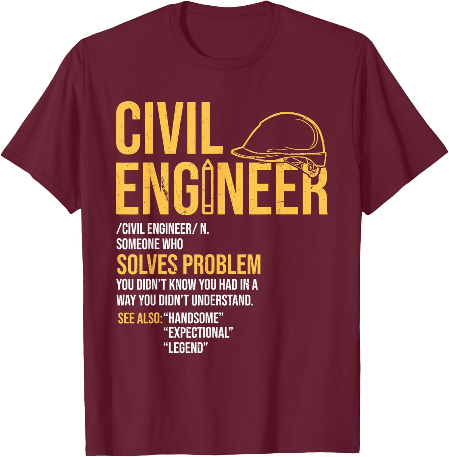 Draftsman Gift For Architect Engineer Men's Black Cotton Polyester Modern Short Sleeve Classic Fit Small T-Shirt - T-Shirt | Maroon