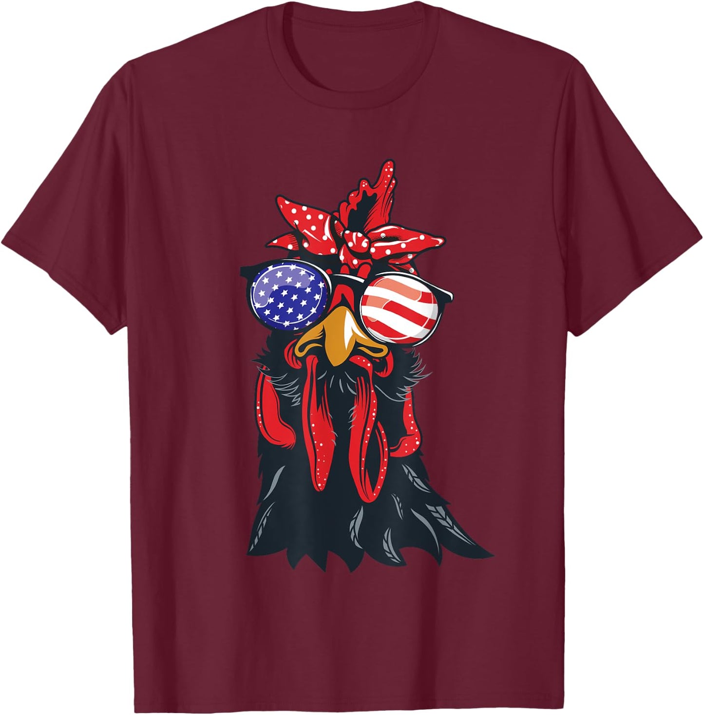 Chicken 4th of July Shirt Chicken-Lover American USA Flag T-Shirt - T-Shirt | Maroon