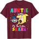 Auntie Of The Little Shark Aunt Nephew Shark Birthday Party T-Shirt - T-Shirt | Maroon