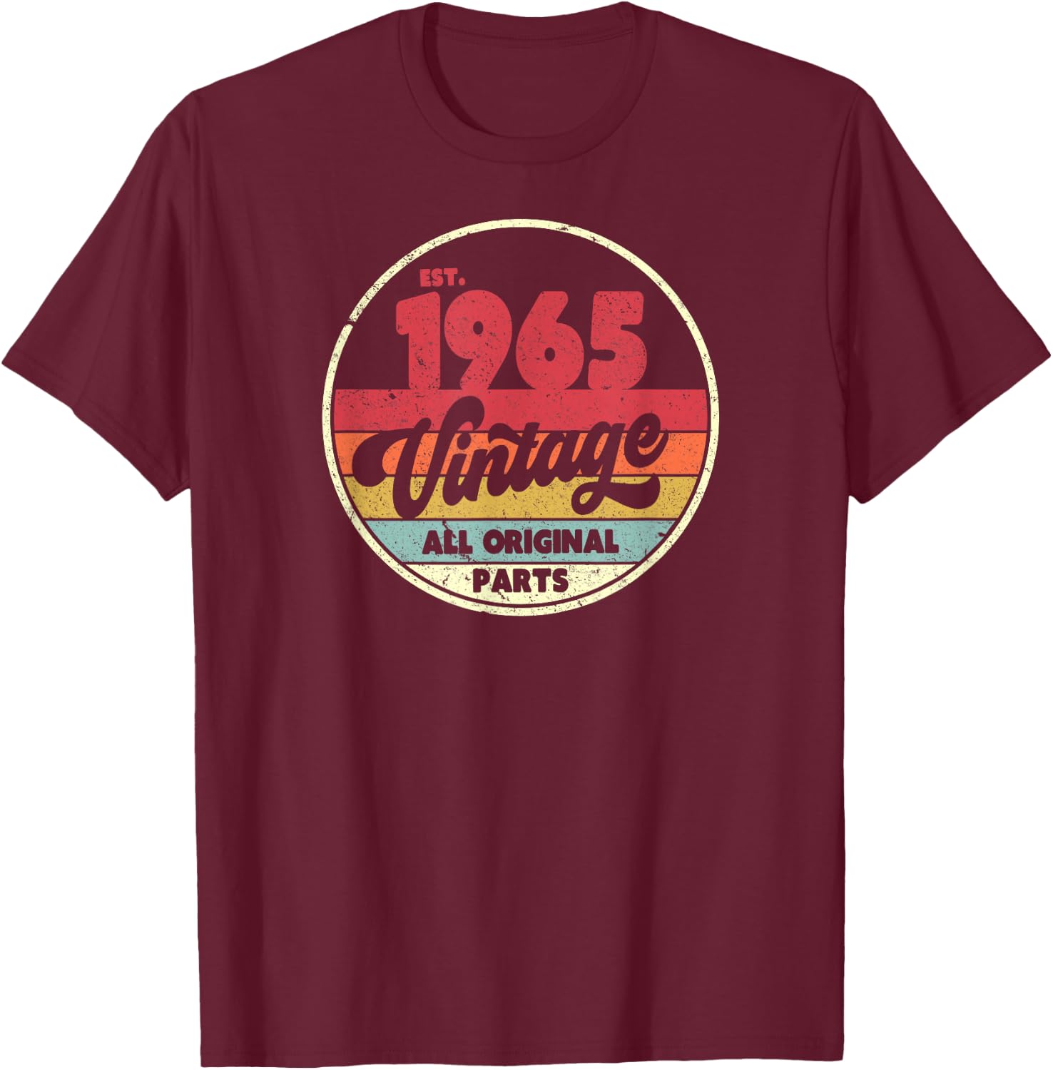 1965 Vintage Shirt, Birthday Gift . Retro Style T-Shirt - T-Shirt | Maroon