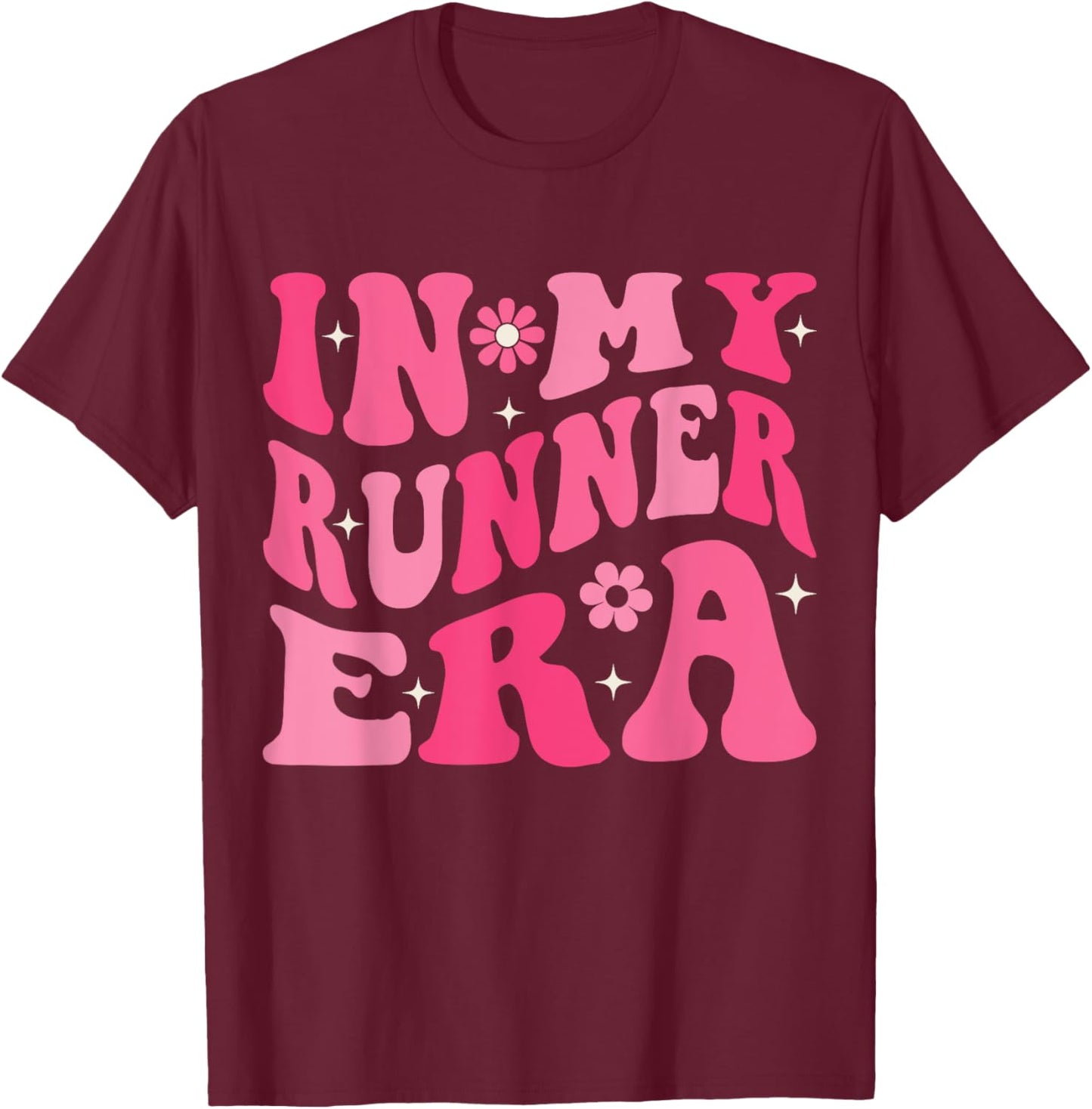 In My Runner Era Funny Running Marathon Groovy Running Mom T-Shirt - T-Shirt | Maroon