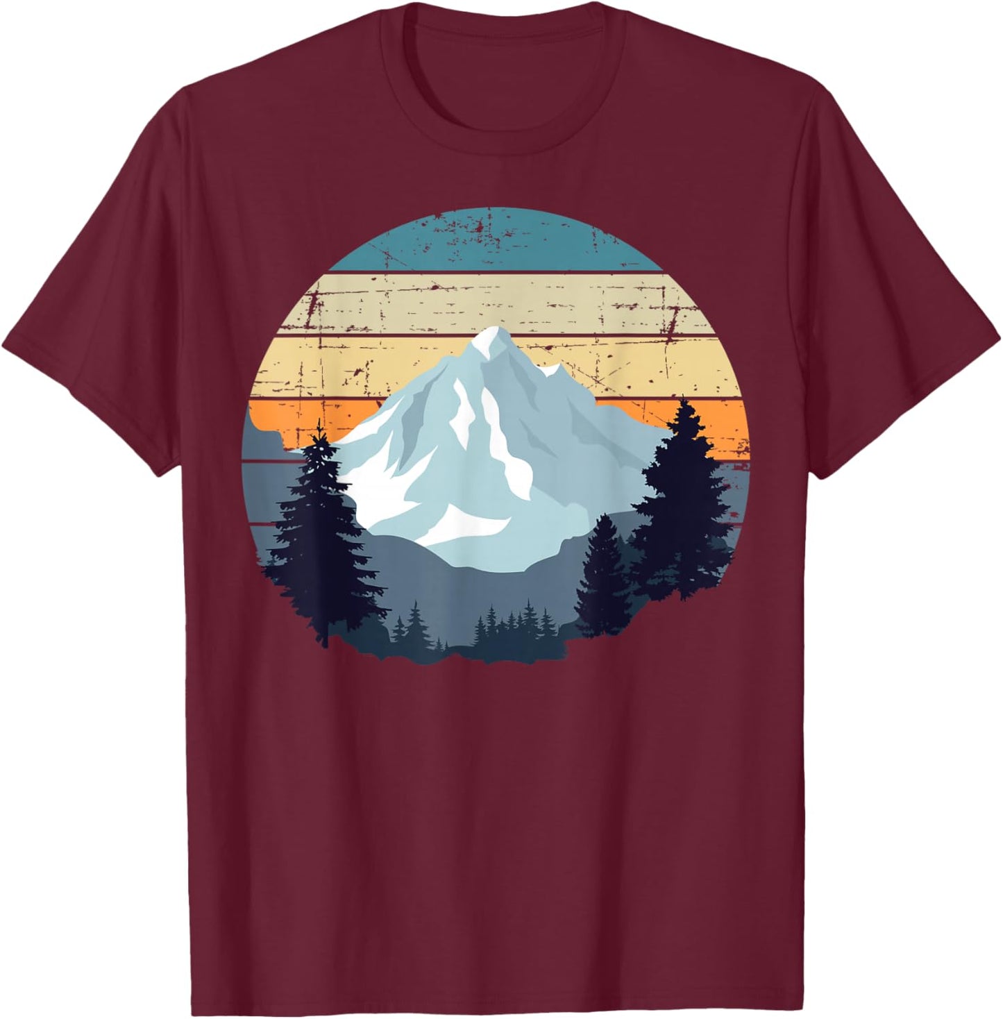 Timeless Mountain, Nature Trees and Forest T-Shirt - T-Shirt | Maroon