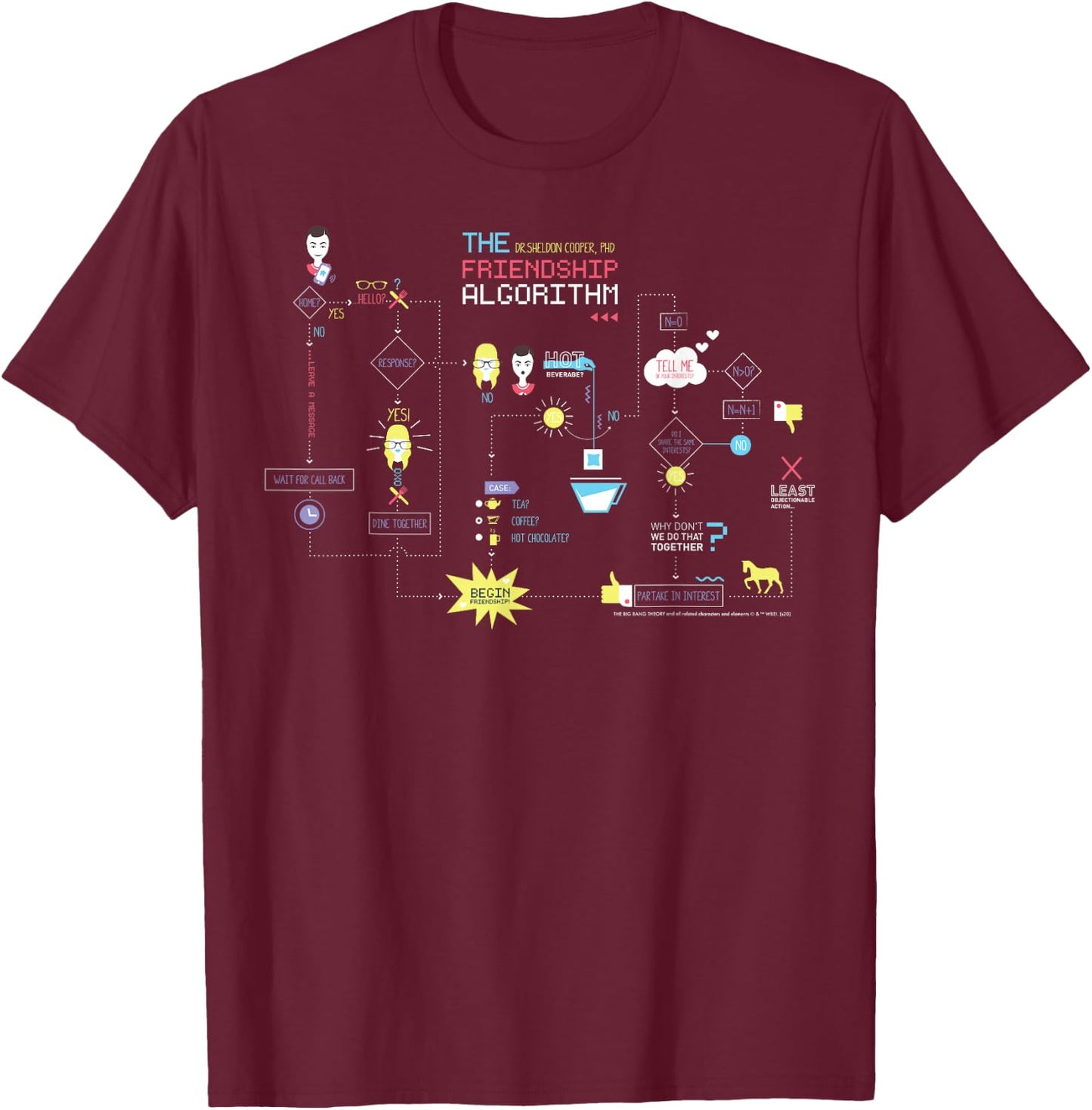 The Big Bang Theory Sheldon's Friendship Algorithm T-Shirt - T-Shirt | Maroon