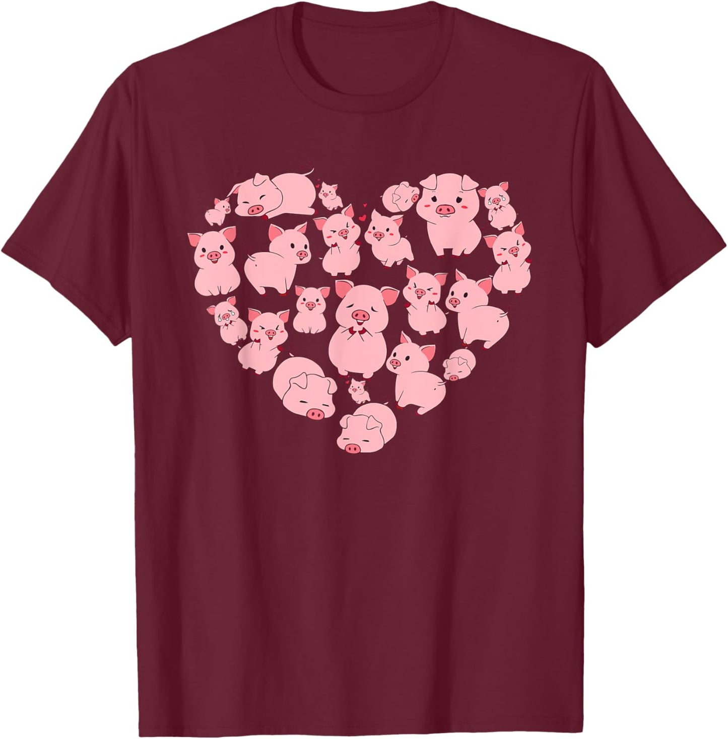 Cool Pig Art Girls Unique Pig Animal Pig Lover T-Shirt - T-Shirt | Maroon