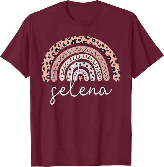 selena Name Personalized Cute Women Rainbow Appreciation T-Shirt - T-Shirt | Maroon