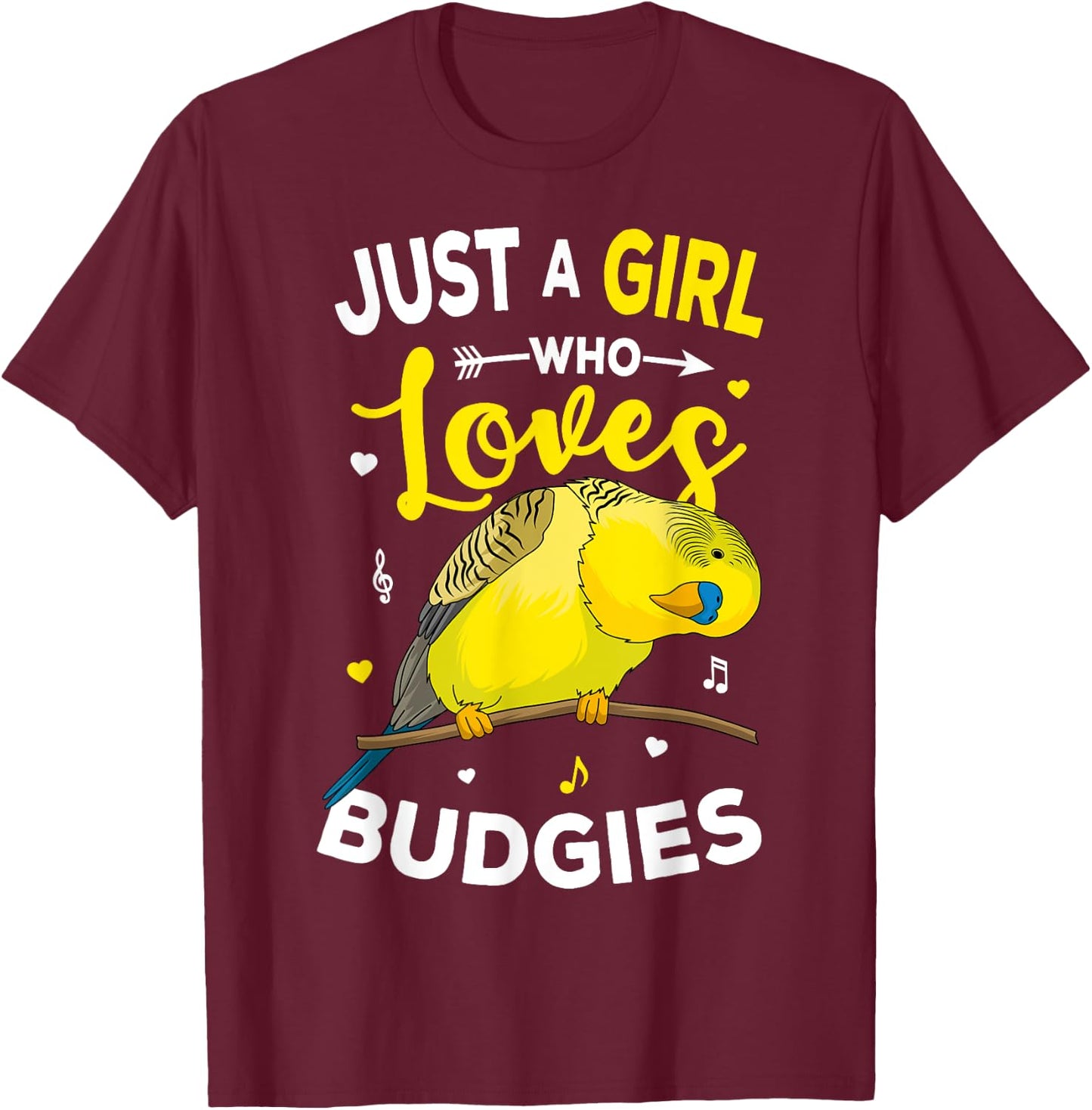 Just A Girl Who Loves Budgies Parakeet Budgerigar Girls Gift T-Shirt - T-Shirt | Maroon