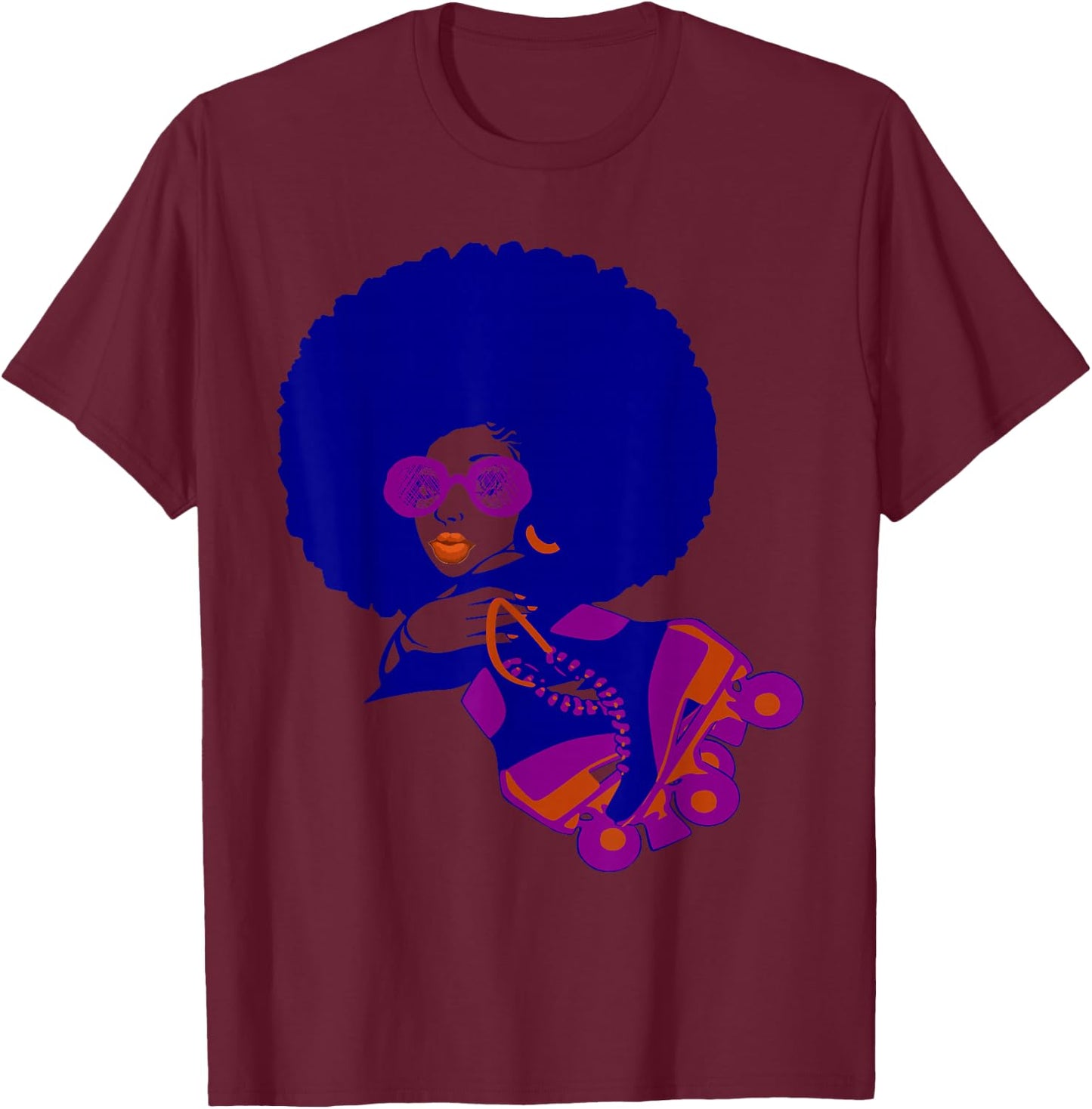 Retro Afro Hair Natural Hair girl with Afro Puff T-Shirt - T-Shirt | Maroon