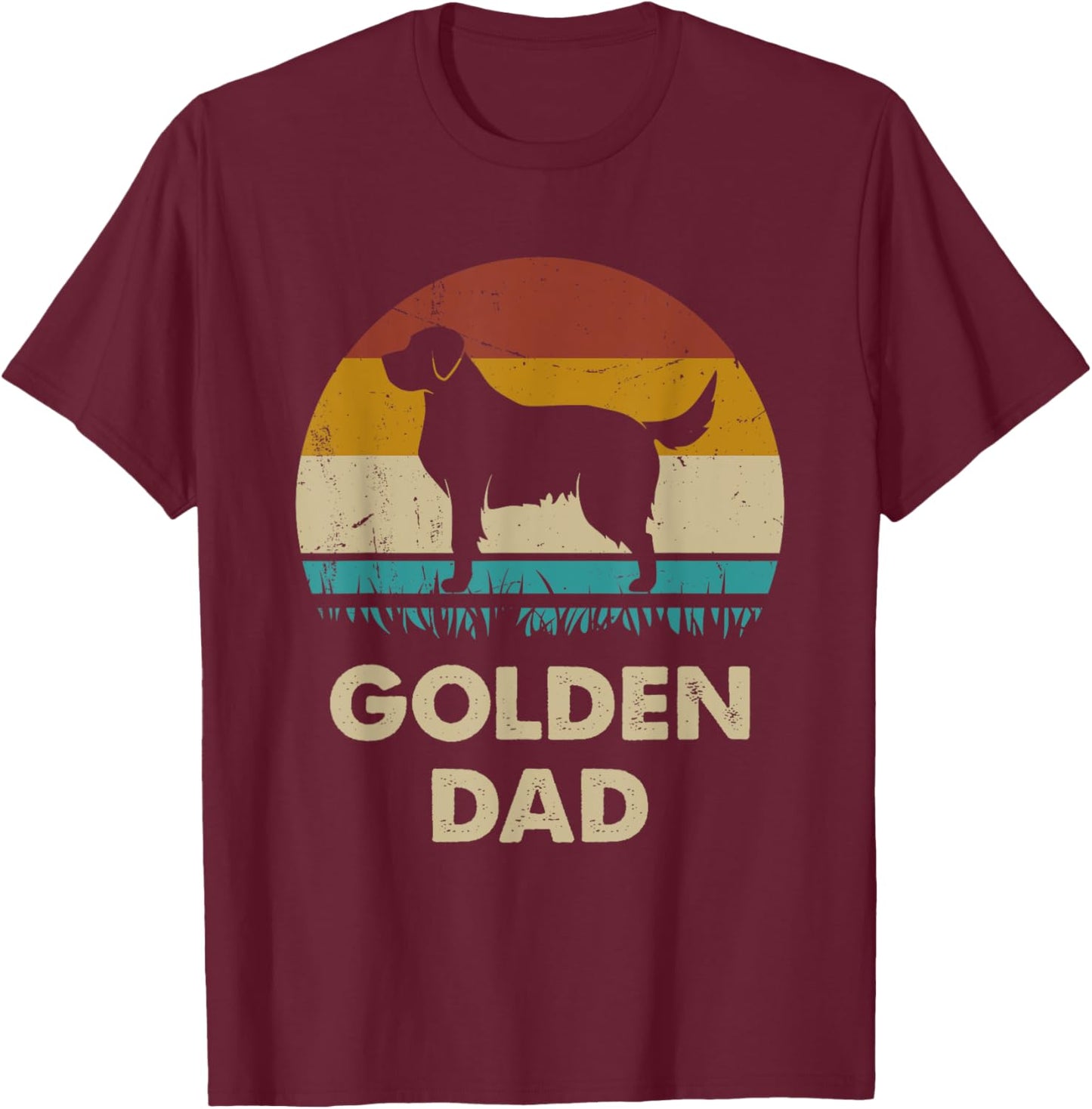 Golden Retriever Dad Gift Golden Dog Vintage T-Shirt - T-Shirt | Maroon