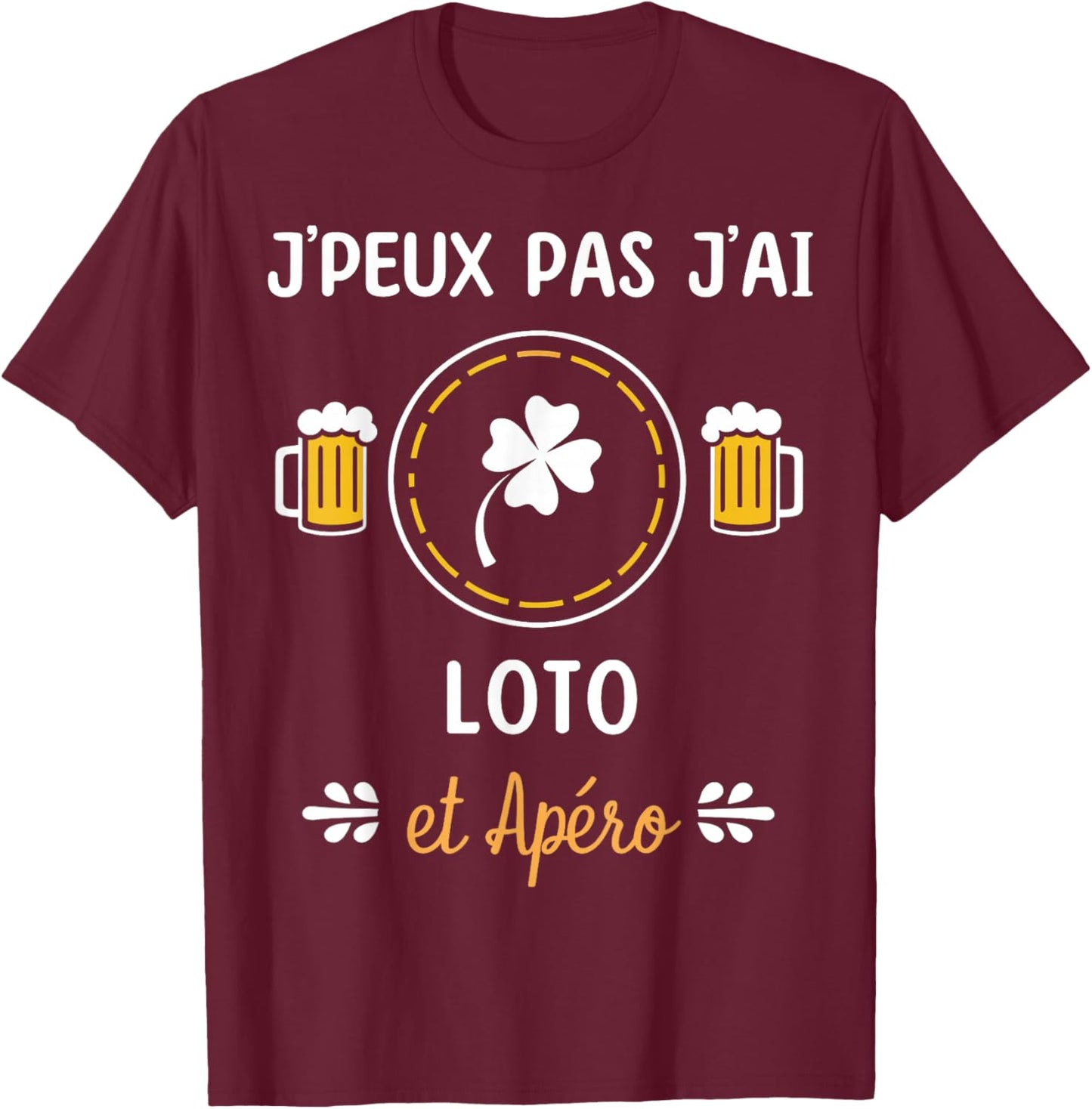 Je peux pas j'ai lotto , Black, S T-Shirt - T-Shirt | Maroon