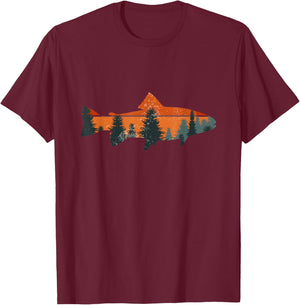 Trout Fly Fishing Nature Outdoor Fisherman Gift Small T-Shirt - T-Shirt | Maroon
