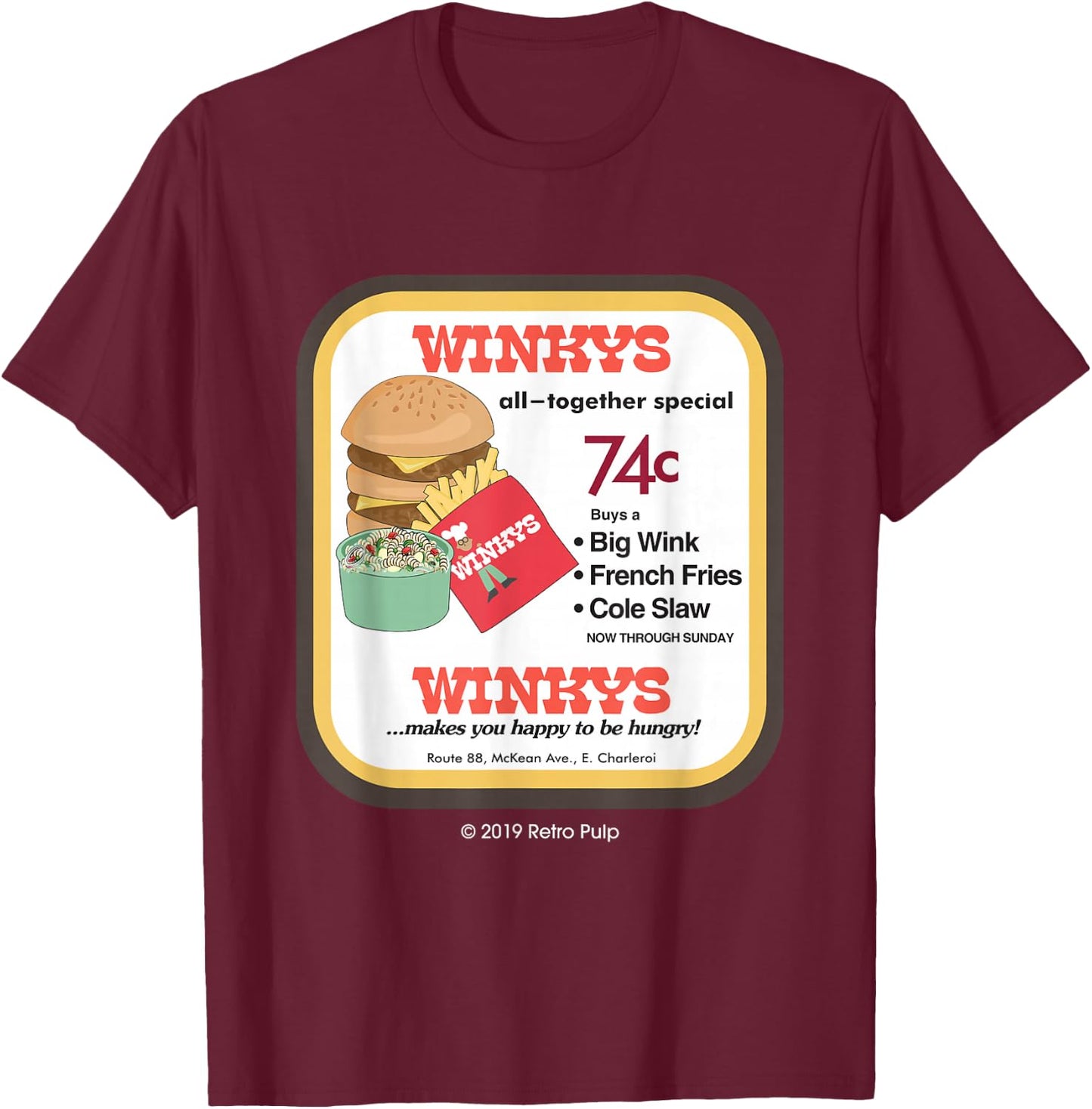 Winky's Hamburgers Winkys Pittsburgh Restaurant T Shir T-Shirt - T-Shirt | Maroon