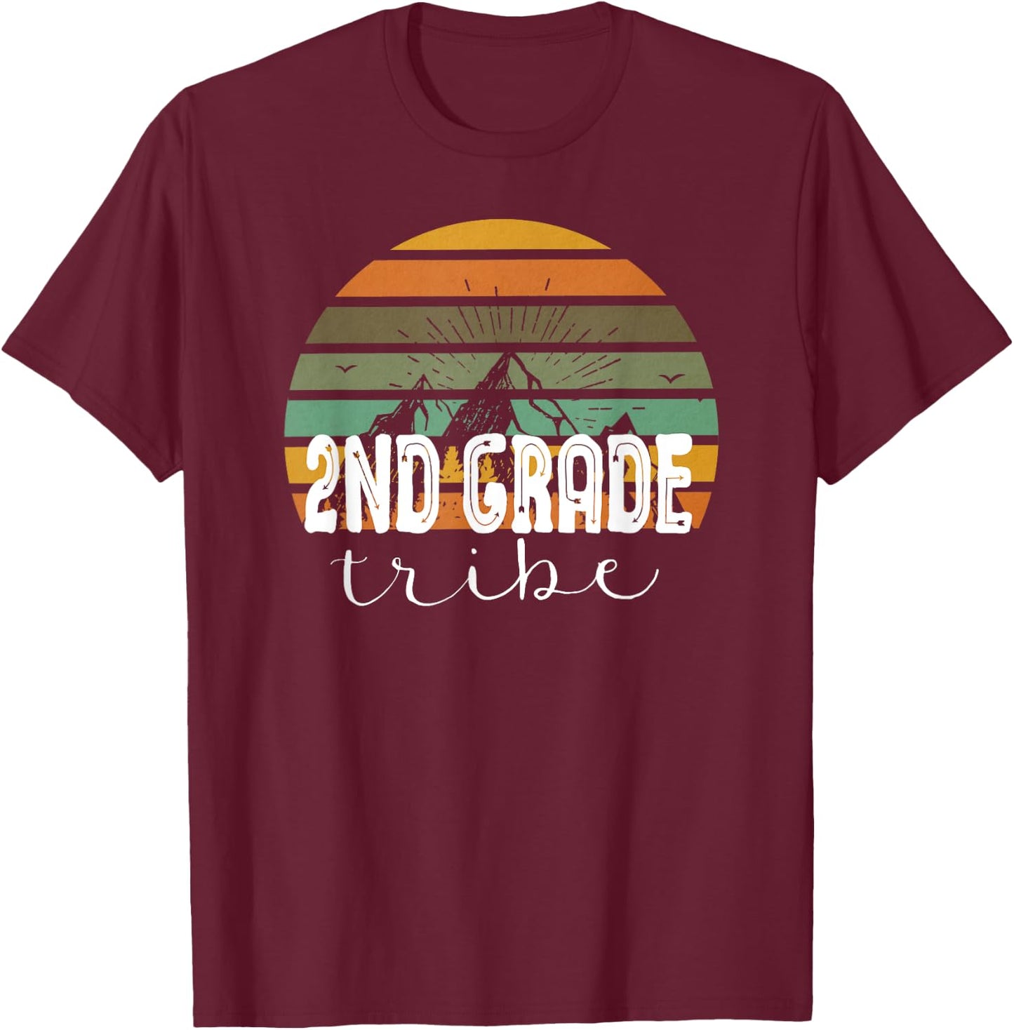 Second Grade Tribe Teacher Student Team 2nd Grade Retro T-Shirt - T-Shirt | Maroon