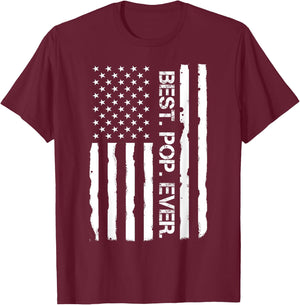 Father`s Day Shirt Best Pop Ever American Flag Vintage Men T-Shirt - T-Shirt | Maroon