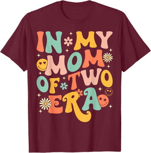 Groovy In My Mom Of Two Era Funny Mother's Day T-Shirt - T-Shirt | Maroon