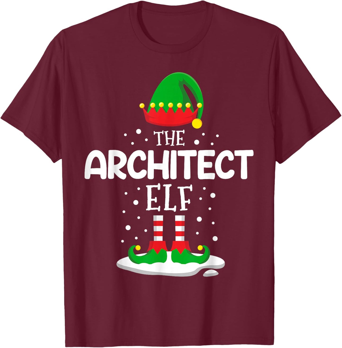 The Architect Elf Christmas Family Matching Outfit Xmas T-Shirt - T-Shirt | Maroon