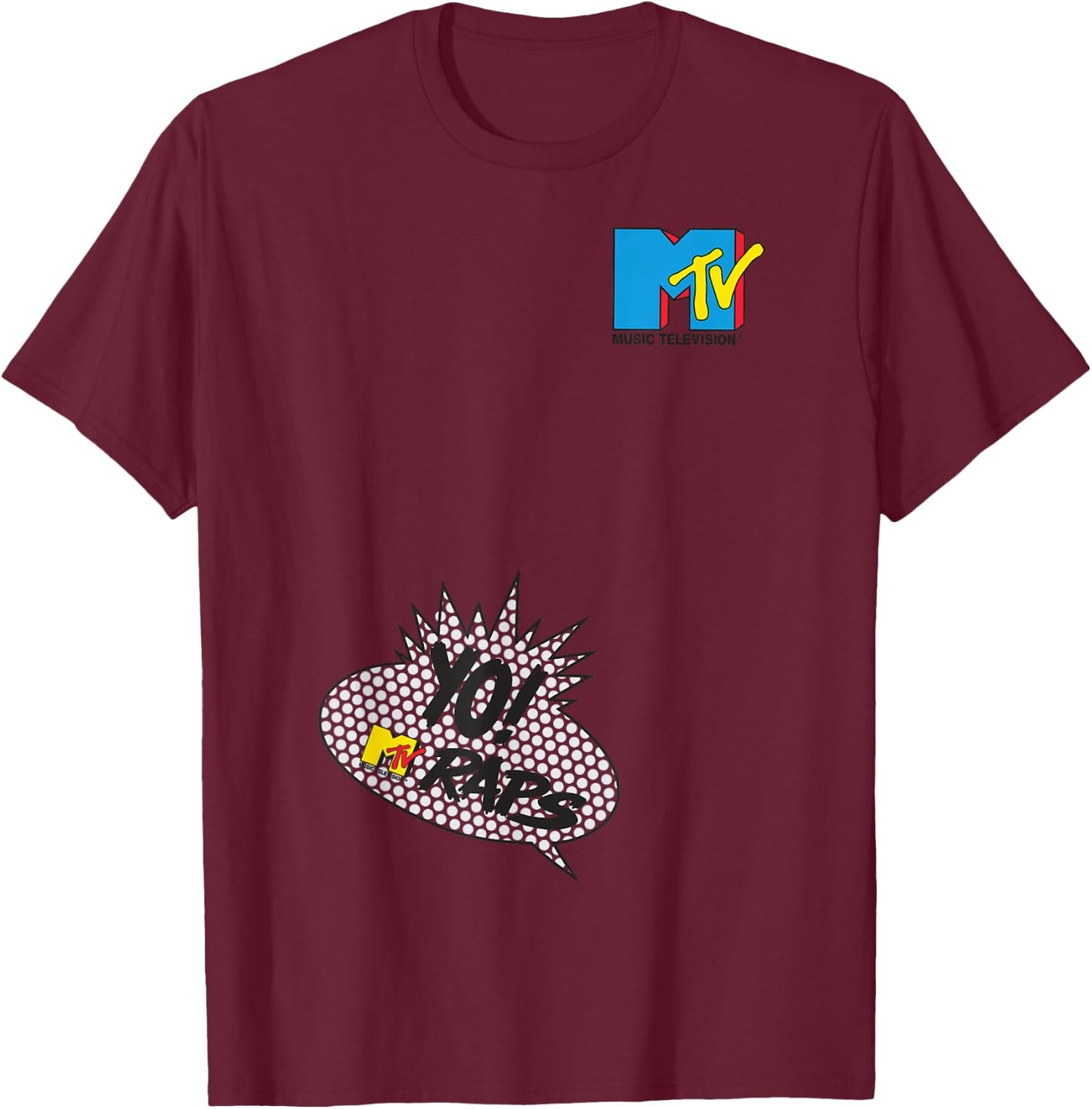 Front Back Mtv Logo Yo Mtv Raps Headbangers Spring Break T-Shirt - T-Shirt | Maroon